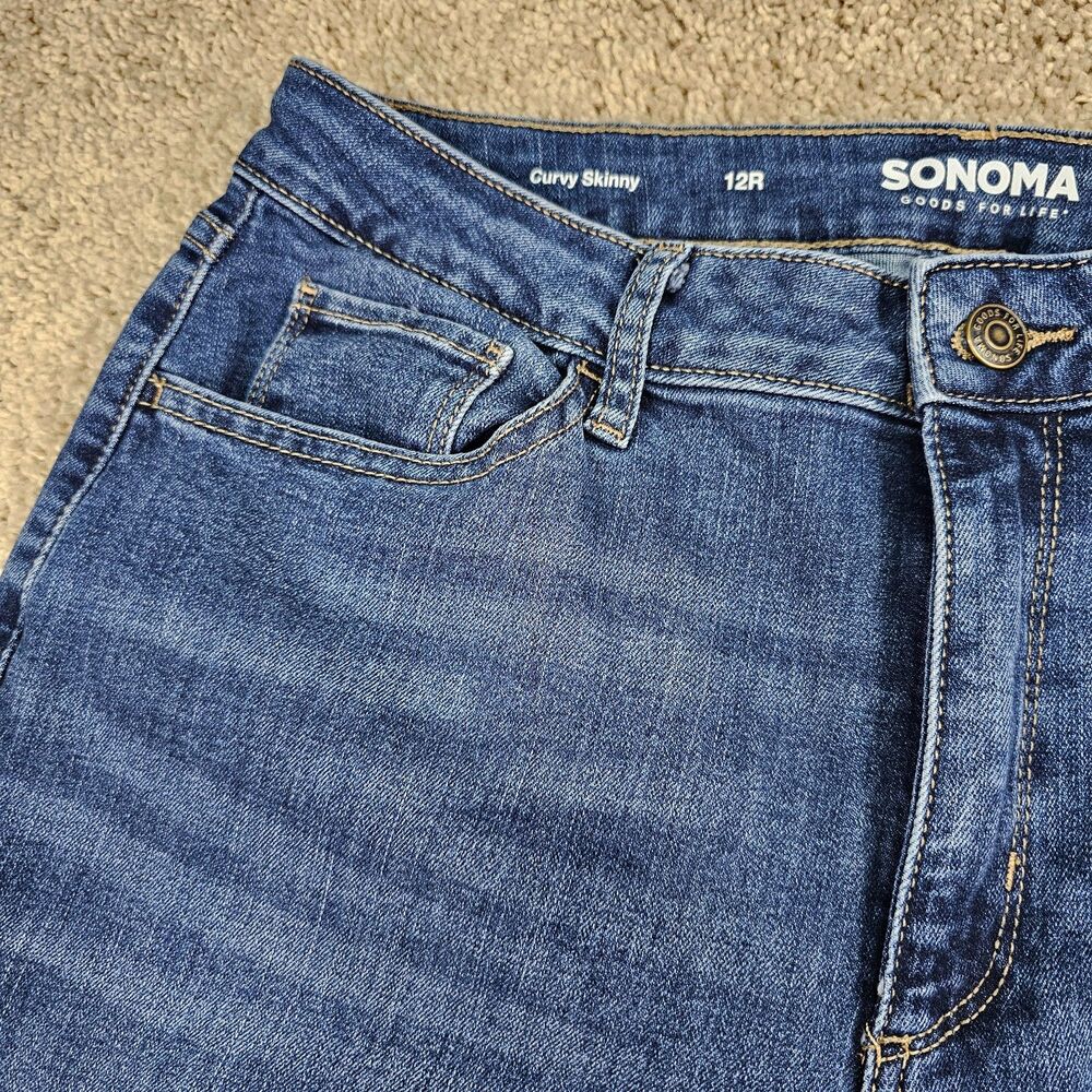 Sonoma Curvy Skinny Jeans Women's 12R Blue Mid Rise Stretch Denim 30x28 - Picture 4 of 12